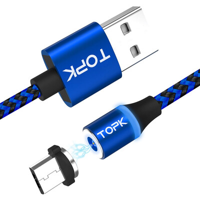 

TOPK R-Line3 1m 2m Micro USB Magnetic Cable Nylon Braided Mobile Phone Cables for Micro USB Port Microusb LED Magnet Charger Cable