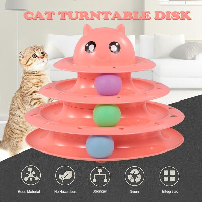 

3 Layers Cat Track Toy Tower Track Toy Interactive Trilaminar Turntable Plastic Crazy Ball Disk Toys for Kitten Cats