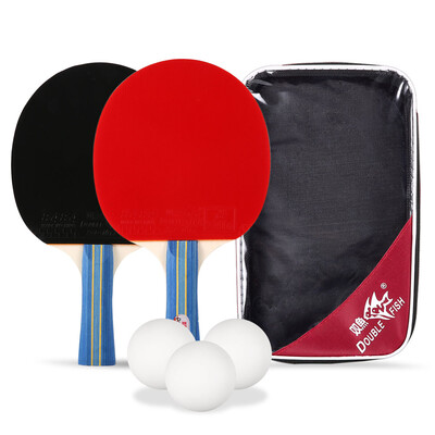 

Double Fish Table Tennis Racket Set with 2 Ping Pong Paddles&3 Ping Pong Balls Carry Bag