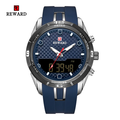 

REWARD 63095 Male Quartz Digital Movt Watch Silicone Strap Fashion Wristwatch