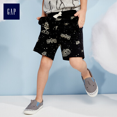

GAP flagship store childrens clothing boys&children basic models comfortable cotton printed elastic waist shorts 215129 pure black 18-24M