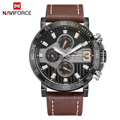 

NAVIFORCE NF9137 Man Watch Quartz Watch Leather 3ATM Waterproof Date Week Hour Watch