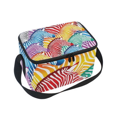 

ALAZA Insulated Lunch Box Colorful Zebra Lunch Bag for Men Women Portable Tote Bag Cooler Bag