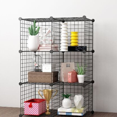 

Black Organizing Bookrack Simply Constructed Steel Wire Mesh Store Cube Storage Rack New Modern Organizer Home Room Furniture