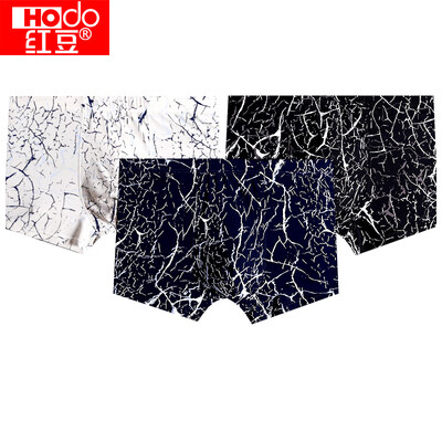 

Red Bean 2019 Spring&Summer New Mens Underwear Super Thin Ice Silk Light Breathable Cracked Print Youth Sports Boxer Shorts 215 Tricolor Set 17595