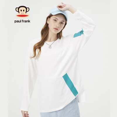 

PaulFrankbig mouth monkey new T-shirt male 2019 spring fashion round neck long-sleeved couple models bottoming shirt men PFCTE191100M white