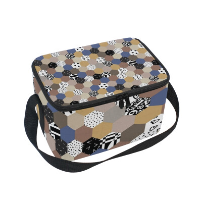 

ALAZA Insulated Lunch Box Pentagon Pattern Lunch Bag for Men Women Portable Tote Bag Cooler Bag