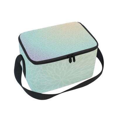 

ALAZA Insulated Lunch Box Purple Blue Flower Lunch Bag for Men Women Portable Tote Bag Cooler Bag