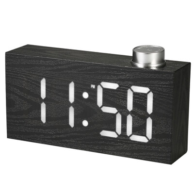 

Wooden Digital LED Mirror Alarm Clock USB Powered 12H24H °C°F Display Alarm Thermometer with Rotating Knob Adjustable LED Lumina