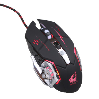 

Free Wolf Wired Gaming Mouse Professional FPS Mouse with 4000DPI Gaming Mice with Programmable Buttons Ergonomic Grip RGB Light W