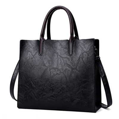 

New Vintage Women Handbag Luxury Oil Wax PU Leather Shoulder Bag Casual Tote Large Bolsos Trunk Tote Bag