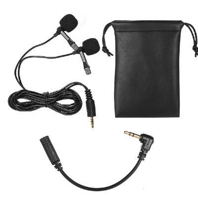 

Dual-head Lavalier Lapel Omnidirectional Clip-on Microphone Mic for Smartphone Laptop Camera 35mm Audio Plug Devices for Program