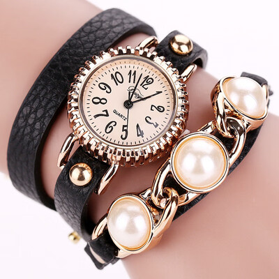 

DUOYA D018 Women Bracelet Pearl Belt PU Watch Quartz Watch