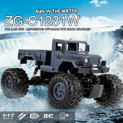 

ZEGAN ZG-C1231W 112 24G 4WD RTR RC Military Car Amphibious Waterproof Desert Rock Crawler for Kids