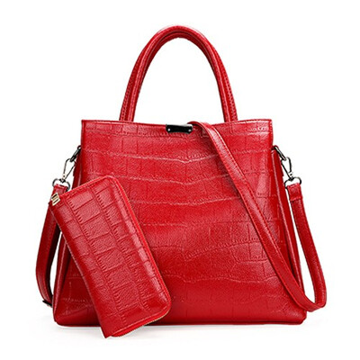 

Women Crocodile Pattern Handbag 2019 New Fashion PU Leather Leisure Tote Shoulder Bags Two Set Purse&Handbags Sac A Main