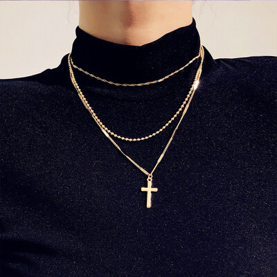 

NeillieN clavicle chainretro cross multi-layer necklace womens necklace fashion simple necklaceEuropean&American jewelry