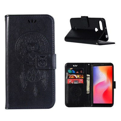 

MOONCASE Millet red rice 6 wind chime owl embossed leather case - black