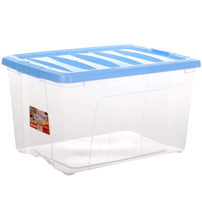 

JEKO&JEKO plastic transparent storage box large storage box 56L household quilt clothes toy storage box luxury storage box 1 only blue SWB-5327