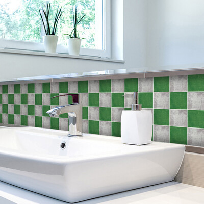 

Checkered Mosaic Wall Sticker PVC Mouldproof Moistureproof Oilproof Self-adhesive Wallpaper for Kitchen Bathroom&Bar