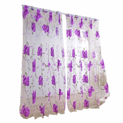 

Brilliant Flower Pattern Vines Leaves Tulle Door Window Curtains Drape Panel Sheer Scarf Valances
