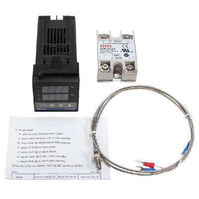 

Digital LCD PID REX-C100 Temperature Controller Set K Thermocouple Max40A SSR