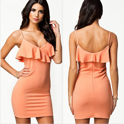 

Summer new European&American style sexy hanging neck tube top step skirt Slim bag hip dress