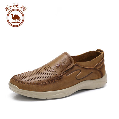 

Camel brand mens shoes leather breathable hollow leisure lazy set foot W912307860 dark brown 44270 yards