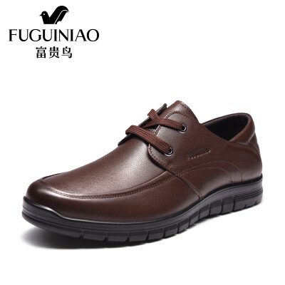 

FuGUINIAO Mens First Layer Leather Shoes Strap Business Casual Comfort S903507 Dark Brown 40