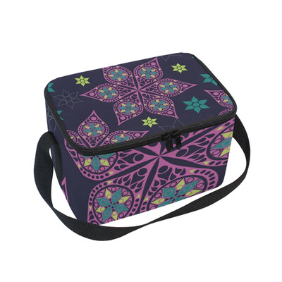

Lunch Box Insulated Lunch Bag Large Cooler Roma Floral Purple Tote Bagfor Kids Men Women