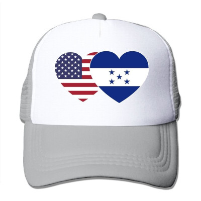 

Fdreattyuny Honduras USA Flag Twin Heart Fashion Baseball Cap for Men&Women Adjustable Mesh Trucker Hat