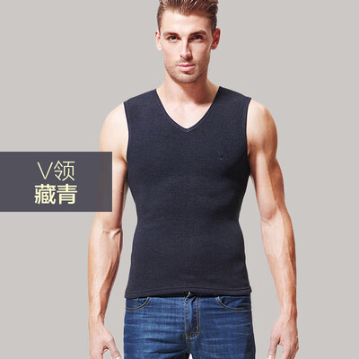 

Playboy PLAYBOY warm vest men plus velvet thickening mens bottoming shirt underwear shirt winter cotton Slim middle-aged young Tibetan XXL