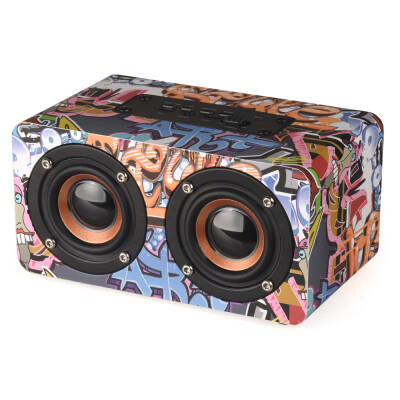 

M5 Mini Doodle Wooden Subwoofer Wireless BT FM Speaker Enhancebas Home Use Music Player