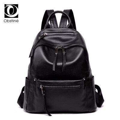 

Real Cow Genuine Leather Backpacks for Women Ladies Backpack with Zipper Black Female Bagpack Bags for Girls Fashion Back Pack