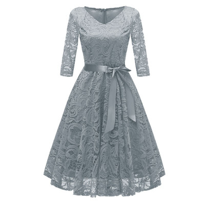 

2019 New Women Lace Dresses Elegant O-Neck Female Party Prom Dress Ball Gown