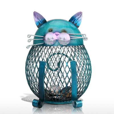 

TOOARTS Cat coin box Piggy bank Animal ornament Creative ornament Iron art ornament Handcrafts Interior decoration