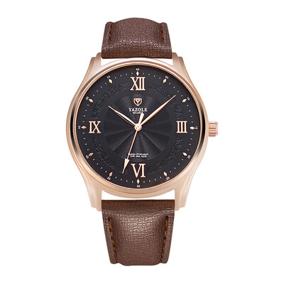 

YAZOLE 426 Leather Watch Quartz Watch Roman Scale Daily Waterproof Simple Business Wrist Watch