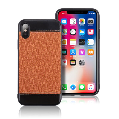 

Phone Case for Apple iPhone X Cloth PU Slicing Design Phone Shell Back Cover Mobile Case Covers