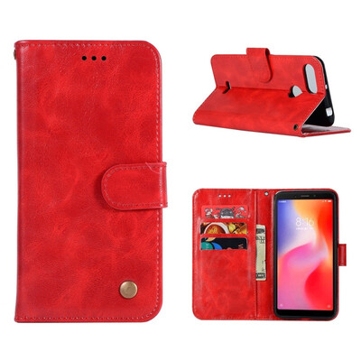 

MOONCASE Millet red rice 6 high-end retro leather case - red