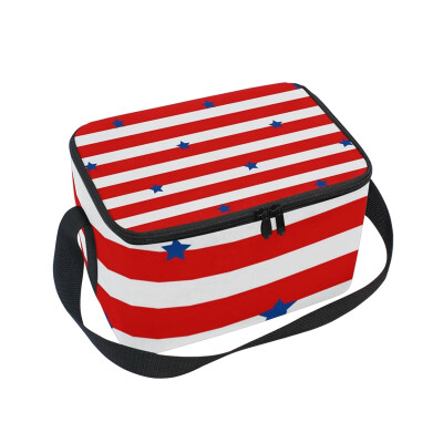 

ALAZA Lunch Box Insulated Lunch Bag Large Cooler Tote Bag Stars Stripe for Men Women Girls Boys