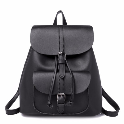 

Vintage Small Backpack Women PU Leather Cute Backpacks for Girls School Bags Solid Drawstring Back Pack Brown Ladies Bagpack