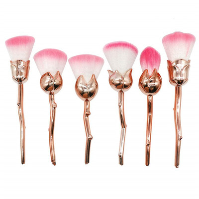 

King Love Star Roses Shape makeup brushes set 6 Pcs Rose gold handle Rose flower cosmetics tools Makeup brush Foundation brushes