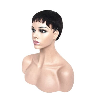 

Cheap Human Hair Wigs with Bangs for African Americans Best Brazilian Hair Wigs Pixie Cut Short Glueless Machine made Lace Front w