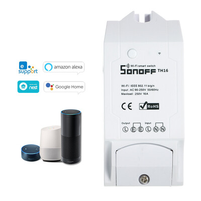 

eWeLink TH16 16A3500W Smart Wifi Switch Monitoring Temperature Humidity Wireless Home Automation Kit Works With Amazon Alexa&f