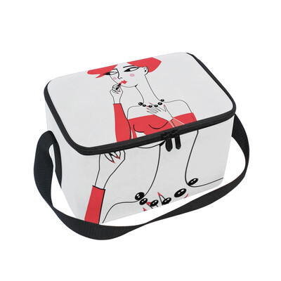 

ALAZA Lunch Box Insulated Lunch Bag Large Cooler Beautiful Girl Portrait Paints Lips Tote Bag