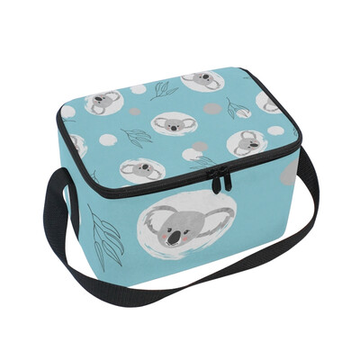

Lunch Box Insulated Lunch Bag Large Cooler Cute Koala And Circles On Blue Tote Bagfor Kids Men Women