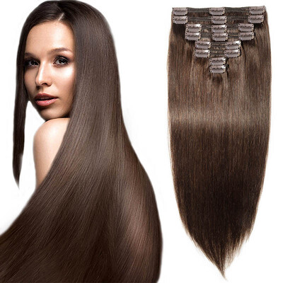 

100 Remy Human Hair Real Thick Women Girls Long Straight Full Head Hair Extension Clip In Hair Extension