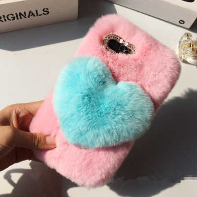 

Love Heart Case For vivo Y35 Cute Rabbit Cover Hairy Fur Fluffy Phone Case