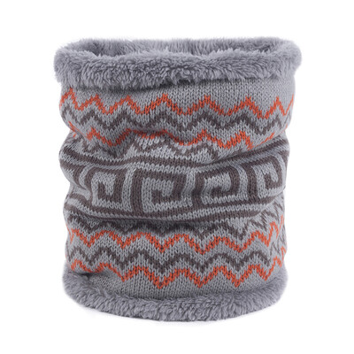 

Winter Women Men Printed Scarf Fleece Thicken Neckerchief Unisex Wool Neck Warmer Knitted Scarves