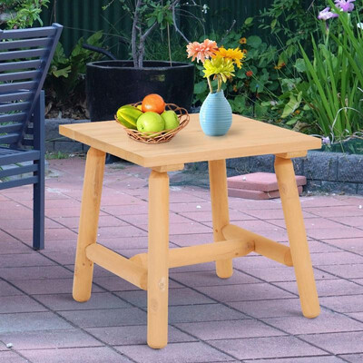 

20"  x 20" W x 19" H Wooden Square Cabin Style Rustic Log End Table Outdoor Patio