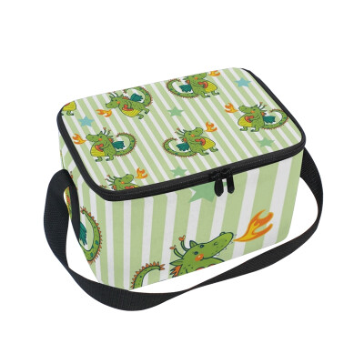 

ALAZA Green Unique Cute Cartoon Lunch Box Insulated Lunch Bag Large Cooler Tote Bagfor Men Women